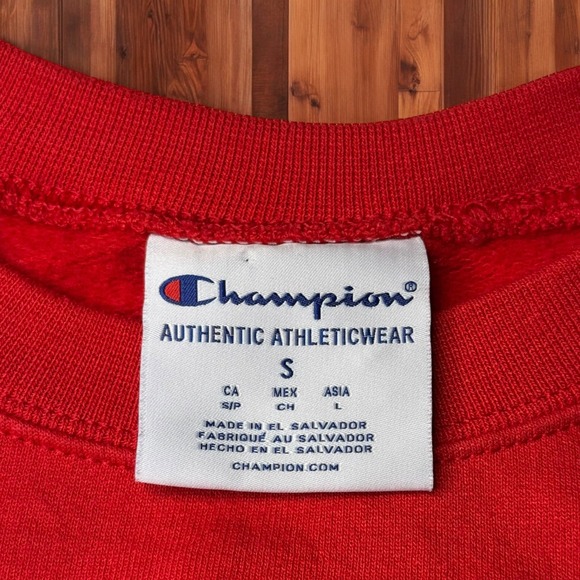 Champion Wisconsin Badgers Crewneck Sweatshirt Mens Size S Red College - Picture 3 of 5